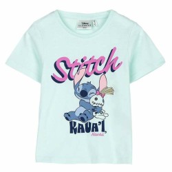 Maglia a Maniche Corte per Bambini Stitch Verde Turchese