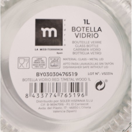 Bottiglia di Vetro La Mediterránea Metallo Vetro 1 L (24 Unità)