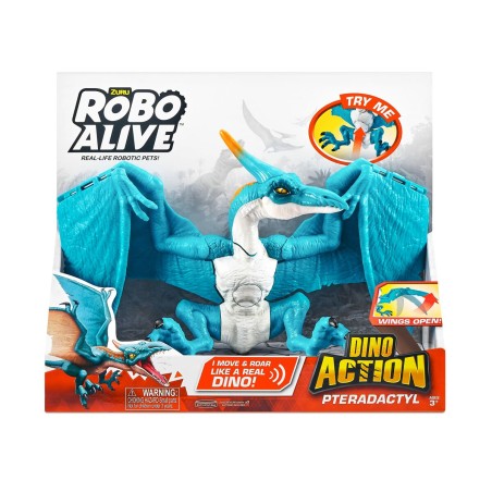 Dinosauro Zuru Robo Alive: Dino Action Pterodactyl Celeste Statuetta Articolata