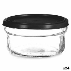 Porta Pranzo Rotondo con Coperchio Vivalto 249-2 Nero Trasparente Vetro Plastica 415 ml 12 x 6 x 12 cm (24 Unità)