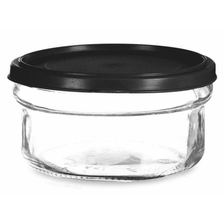 Porta Pranzo Rotondo con Coperchio Vivalto 249-2 Nero Trasparente Vetro Plastica 415 ml 12 x 6 x 12 cm (24 Unità)