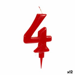 Candela Compleanno Rosso Numeri 4 (12 Unità)