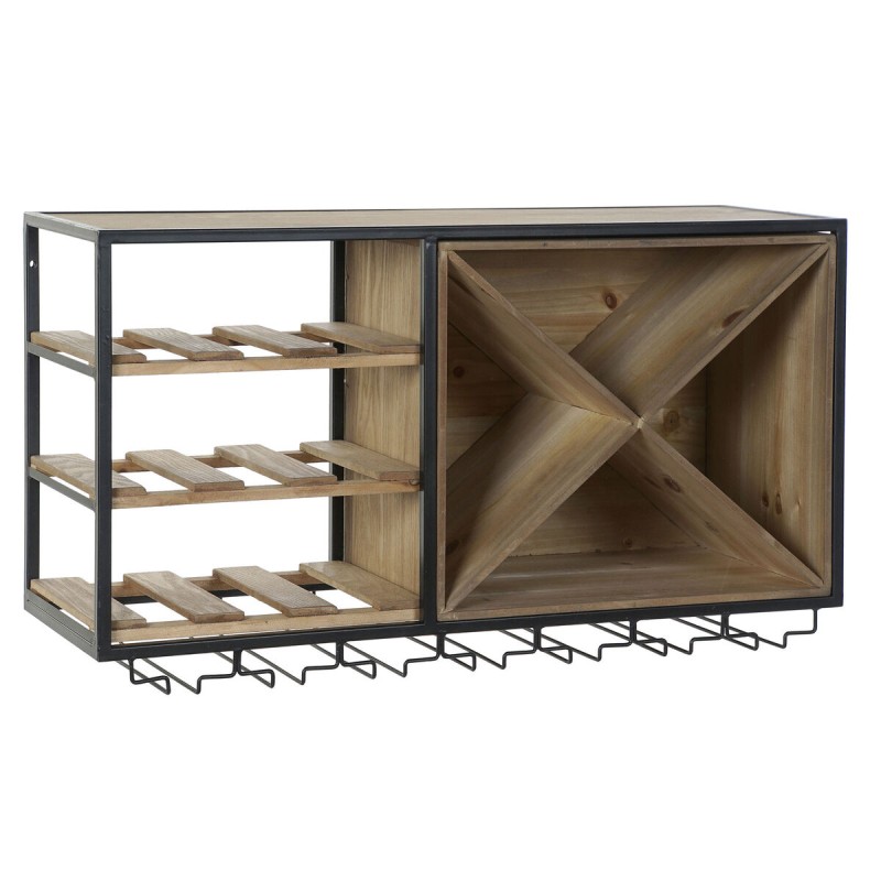 Portabottiglie DKD Home Decor 80 x 24 x 44 cm Abete Naturale Nero Metallo Marrone Legno MDF Portabottiglie DKD Home Decor 80 x 24 x 44 cm Abete Naturale Nero Metallo Marrone Legno MDF