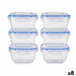 Set di scatole porta pranzo Leknes 30103 Azzurro Trasparente Plastica 900 ml 14,5 x 8,5 x 14,5 cm Ermetico (8 Unità)