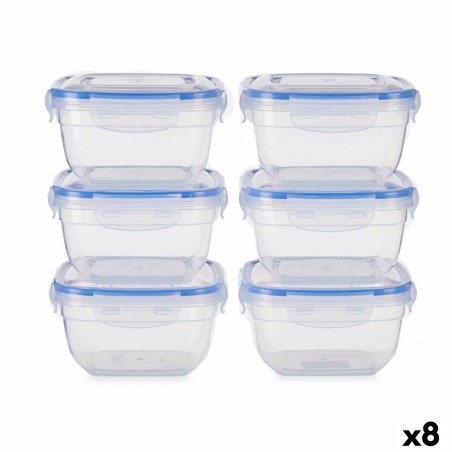 Set di scatole porta pranzo Leknes 30103 Azzurro Trasparente Plastica 900 ml 14,5 x 8,5 x 14,5 cm Ermetico (8 Unità)