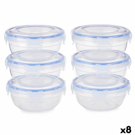 Set di scatole porta pranzo Leknes 30502 Azzurro Trasparente Plastica 800 ml 15,5 x 7,5 x 15,5 cm Ermetico (8 Unità)