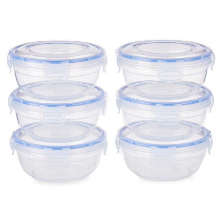Set di scatole porta pranzo Leknes 30502 Azzurro Trasparente Plastica 800 ml 15,5 x 7,5 x 15,5 cm Ermetico (8 Unità)