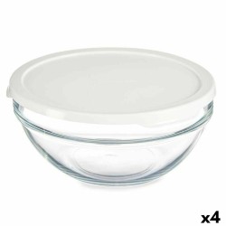 Porta Pranzo Rotondo con Coperchio Pasabahce Chefs Bianco 1,7 L 21 x 9 x 21 cm (4 Unità)