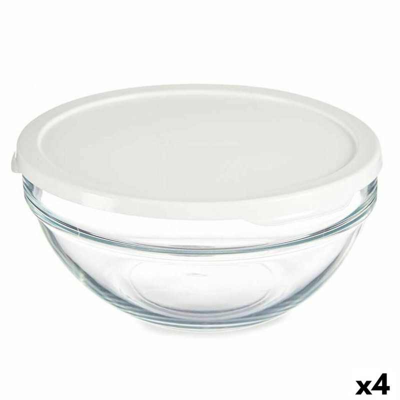 Porta Pranzo Rotondo con Coperchio Pasabahce Chefs Bianco 1,7 L 21 x 9 x 21 cm (4 Unità)