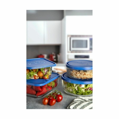 Porta pranzo Borgonovo Quadrato Azzurro 1,8 L 18,5 x 18,5 x 7,4 cm (12 Unità)