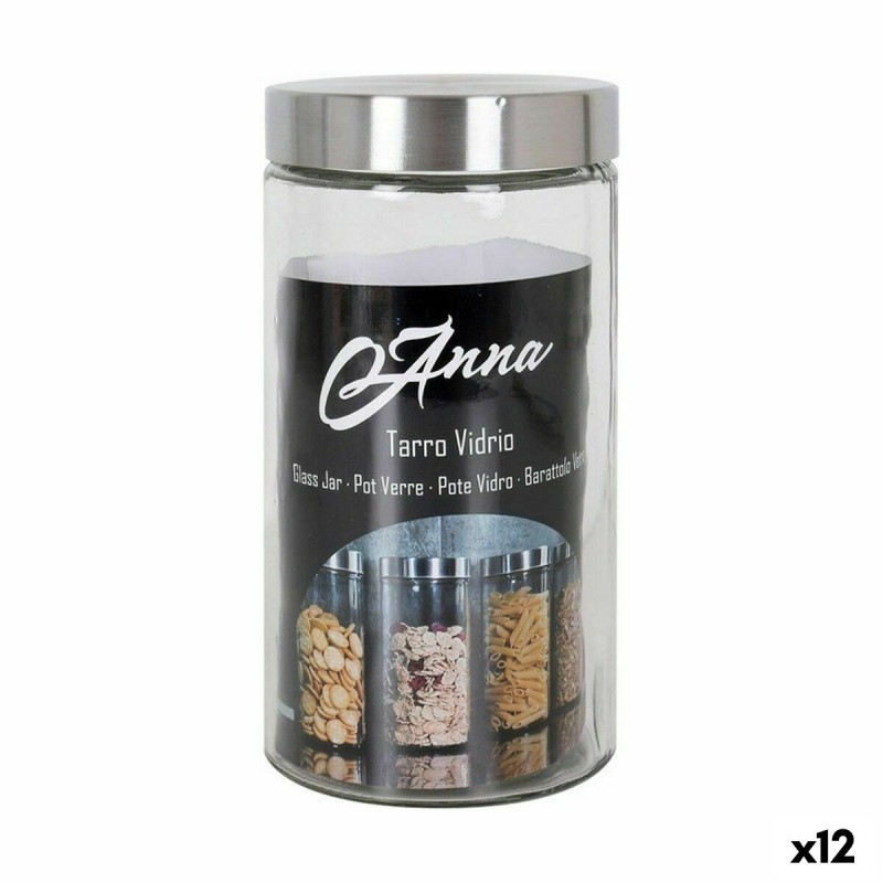 Vaso Anna 1,7 L Vetro Acciaio 11 x 11 x 22 cm (12 Unità) Vaso Anna 1,7 L Vetro Acciaio 11 x 11 x 22 cm (12 Unità)