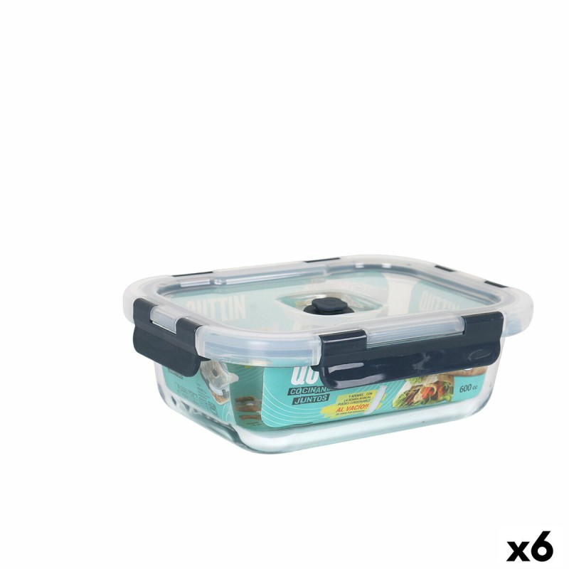 Porta pranzo Ermetico Quttin Rettangolare 600 ml (6 Unità) Porta pranzo Ermetico Quttin Rettangolare 600 ml (6 Unità)