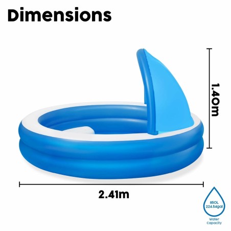 Bestway Piscina Gonfiabile 2 Camere Parasole 241x241x140 cm +6 Anni Giardino 54337