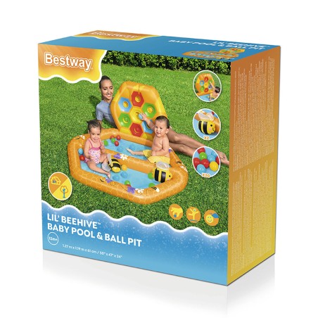 Bestway Piscina Gonfiabile Bambini Api con Palle 127x119x61 cm +12 Mesi Giardino 52639