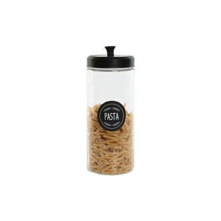 Set di 4 Barattoli Home ESPRIT Nero Metallo Cristallo 1 L 1,5 L 1,8 L 10,4 x 10,4 x 26,4 cm