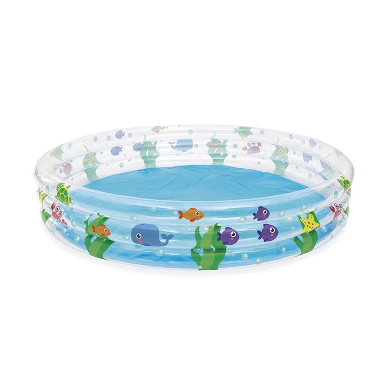 Bestway Piscina Gonfiabile Infantile 3 Anelli Trasparente Vita Marina 183x33 cm +2 Anni Giardino 51005 Bestway Piscina Gonfiabile Infantile 3 Anelli Trasparente Vita Marina 183x33 cm +2 Anni Giardino 51005