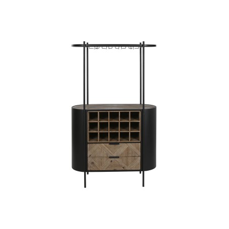 Portabottiglie Home ESPRIT Nero Naturale Metallo Abete 90 x 36 x 150 cm