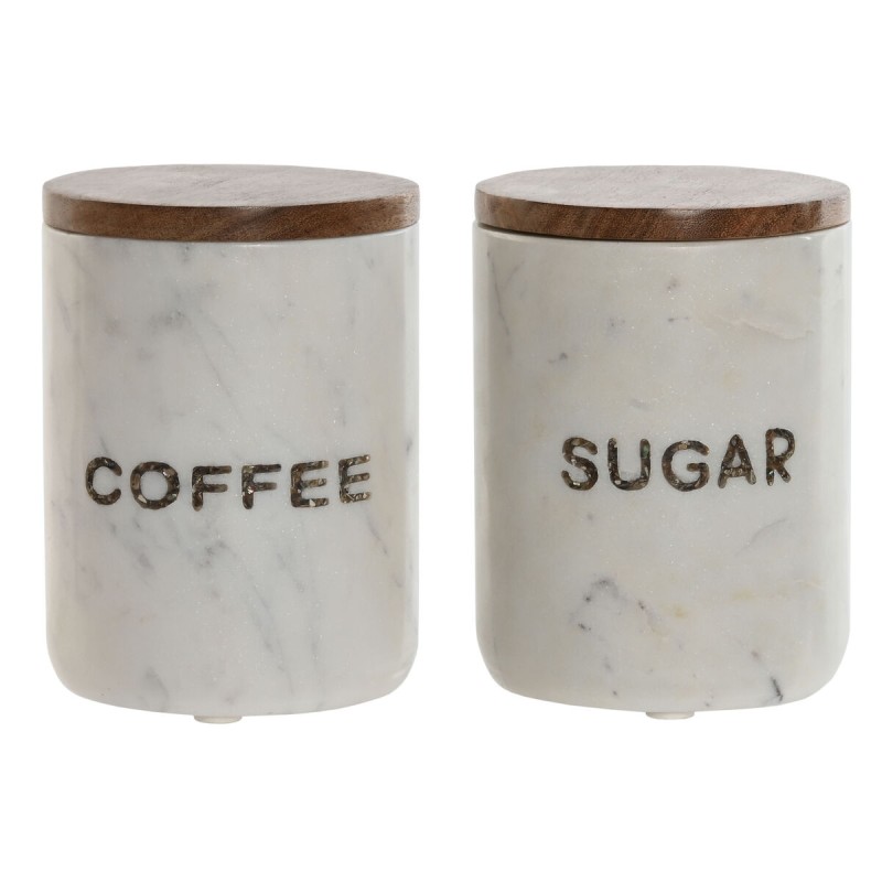 Barattolo Home ESPRIT Bianco Marrone Marmo Legno di mango (2 Unità) Barattolo Home ESPRIT Bianco Marrone Marmo Legno di mango (2 Unità)