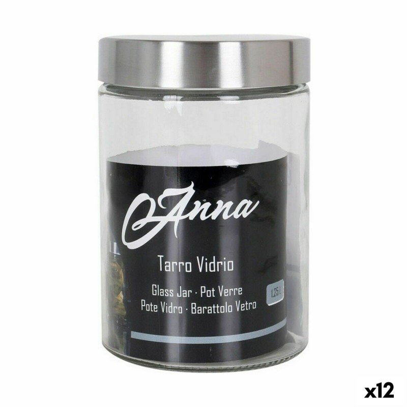 Vaso Anna 1,25 L Vetro Acciaio (12 Unità) Vaso Anna 1,25 L Vetro Acciaio (12 Unità)