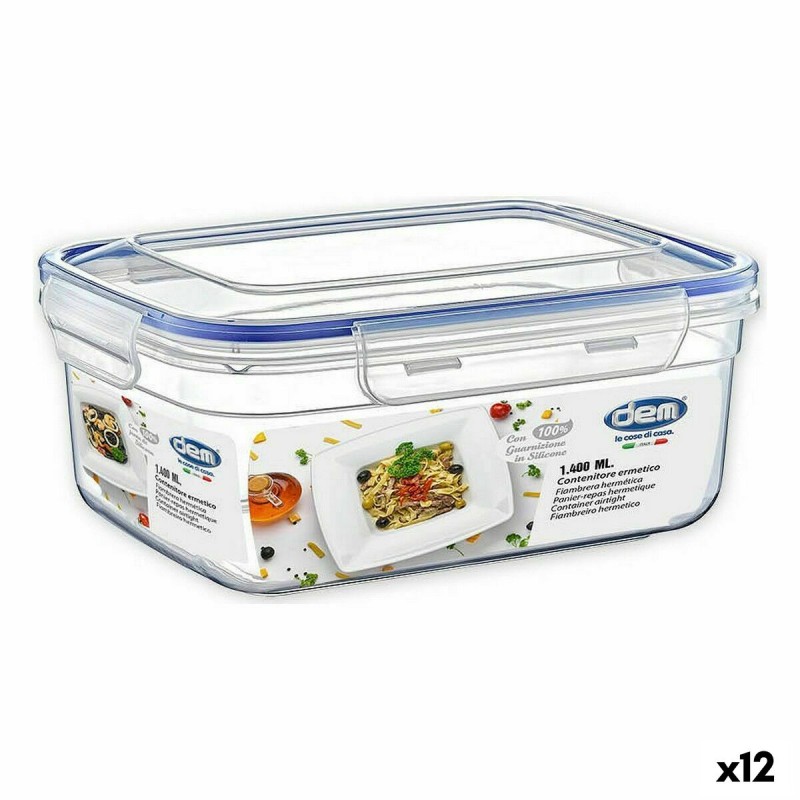 Porta pranzo Ermetico Dem Rettangolare 1,4 L 20 x 15 x 9 cm (12 Unità) Porta pranzo Ermetico Dem Rettangolare 1,4 L 20 x 15 x 9 cm (12 Unità)