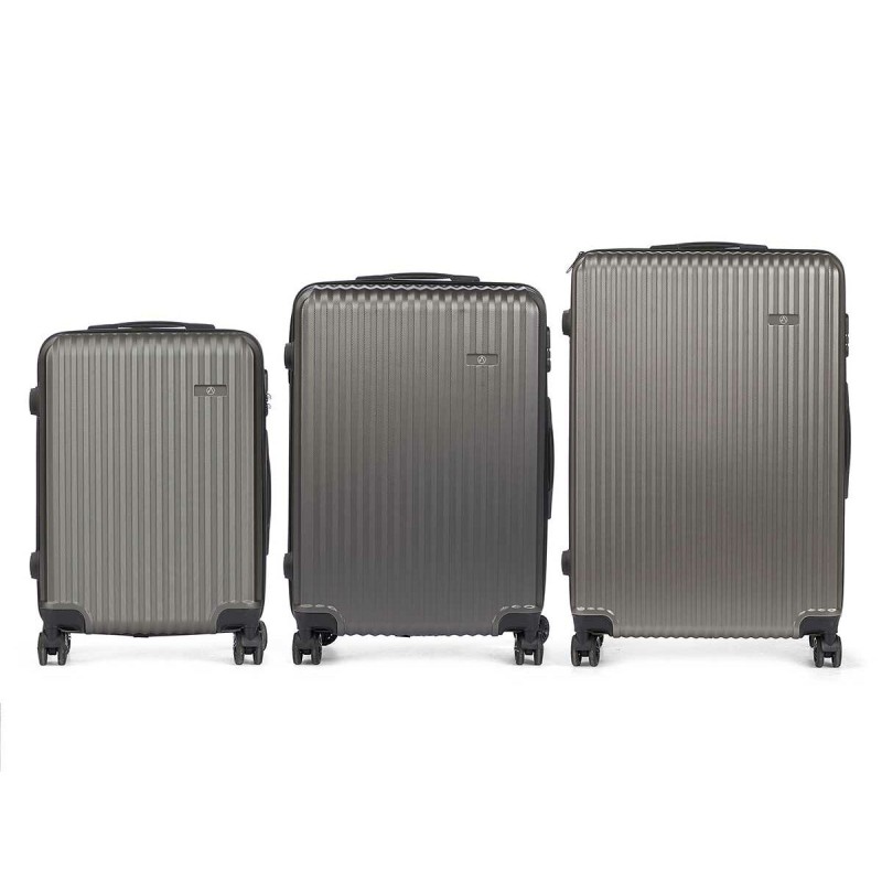 Set di valigie Grigio scuro Righe 3 Pezzi Set di valigie Grigio scuro Righe 3 Pezzi