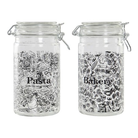 Barattolo DKD Home Decor Cristallo Nero Ferro (10 x 12,5 x 20 cm) (1 L) (2 Unità) 10 x 12.5 x 20 cm 1 L (2 pcs)