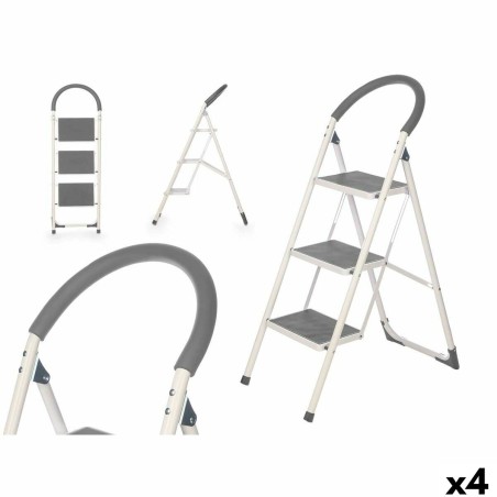 Scala Pieghevole a 3 Scalini Kipit 10109 Grigio Acciaio 38 x 117 x 5 cm (4 Unità)
