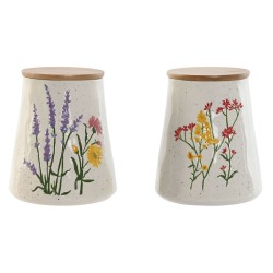 Barattolo Home ESPRIT Multicolore Fiori Shabby Chic (2 Unità)