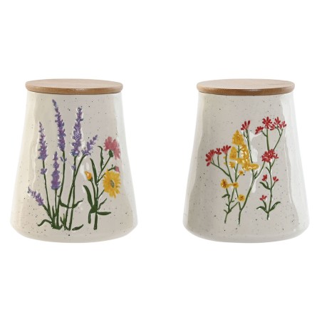 Barattolo Home ESPRIT Multicolore Fiori Shabby Chic (2 Unità)