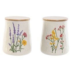 Barattolo Home ESPRIT Multicolore Fiori Shabby Chic (2 Unità)