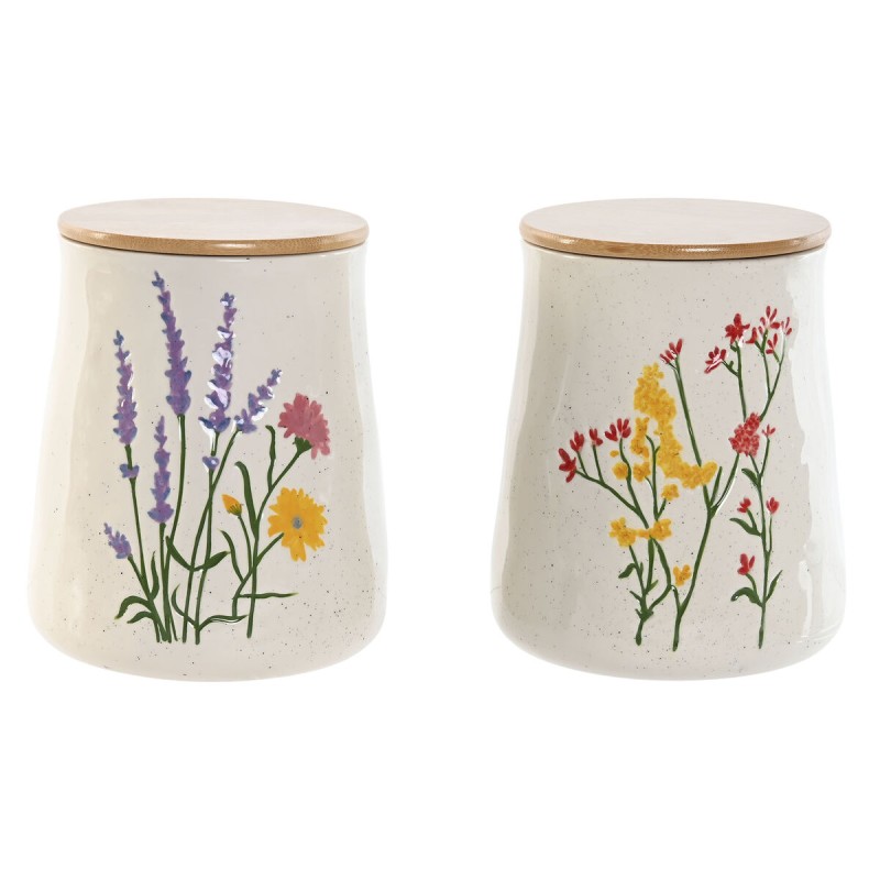 Barattolo Home ESPRIT Multicolore Fiori Shabby Chic (2 Unità) Barattolo Home ESPRIT Multicolore Fiori Shabby Chic (2 Unità)