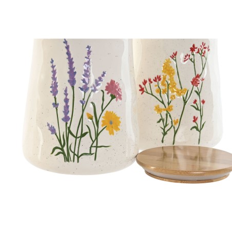 Barattolo Home ESPRIT Multicolore Fiori Shabby Chic (2 Unità)