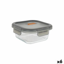 Porta pranzo Ermetico MasterChef Grigio Trasparente Quadrato 1,1 L (6 Unità)