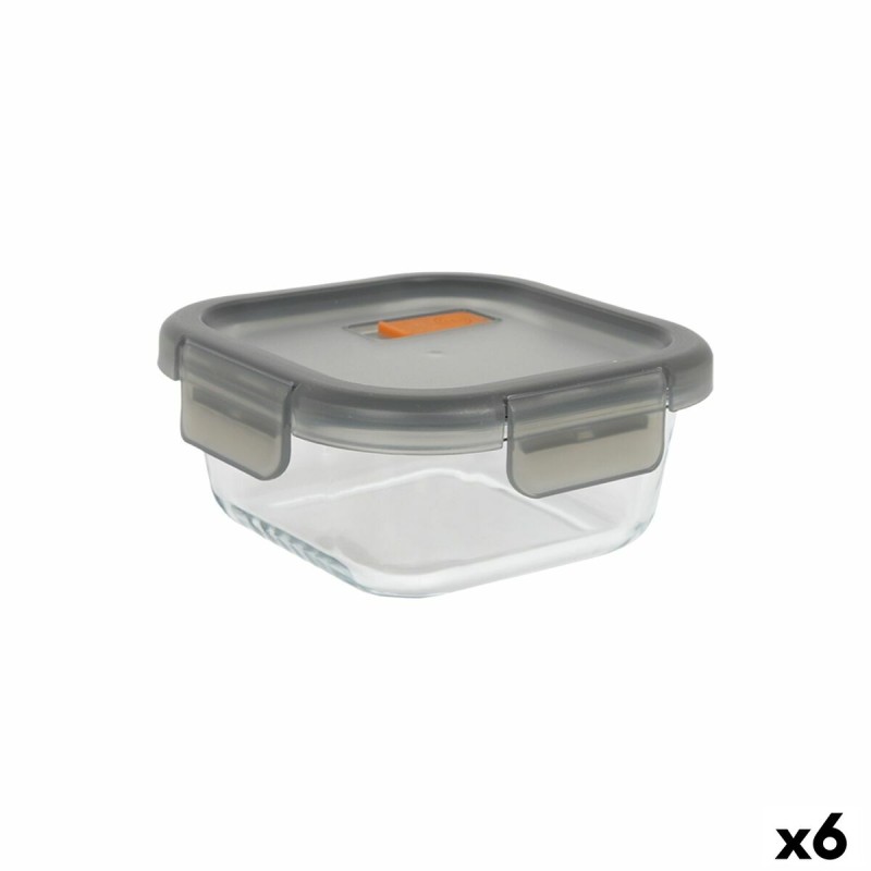 Porta pranzo Ermetico MasterChef Grigio Trasparente Quadrato 1,1 L (6 Unità) Porta pranzo Ermetico MasterChef Grigio Trasparente Quadrato 1,1 L (6 Unità)
