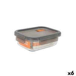 Porta pranzo Ermetico MasterChef Grigio Trasparente Rettangolare 630 ml (6 Unità)