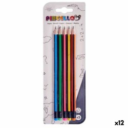 Set di Matite Pincello 473 Giallo Azzurro Verde Multicolore Arancio Righe (12 Unità)