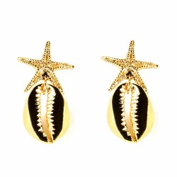 Orecchini Donna Shabama Fornells Ottone bagnato in oro 4 cm