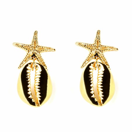 Orecchini Donna Shabama Fornells Ottone bagnato in oro 4 cm