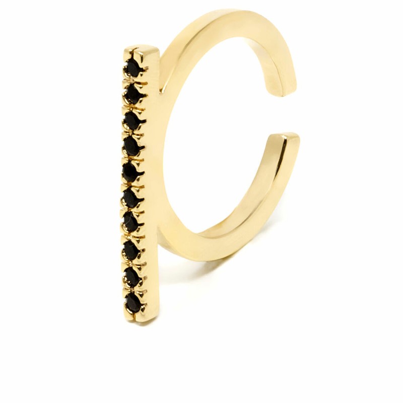 Anello Donna Shabama Manhattan Ottone bagnato in oro Nero Regolabile Anello Donna Shabama Manhattan Ottone bagnato in oro Nero Regolabile