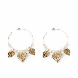 Orecchini Donna Shabama Coron Ottone bagnato in oro Perline 4 cm