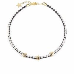 Collana Donna Shabama Namibia Ottone bagnato in oro Pelle 38 cm Set 3 Pezzi