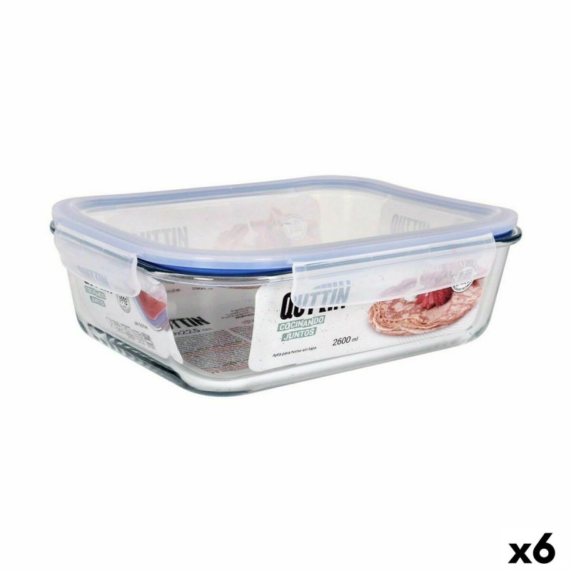 Porta pranzo Ermetico Quttin Rettangolare 2,6 L (6 Unità) Porta pranzo Ermetico Quttin Rettangolare 2,6 L (6 Unità)