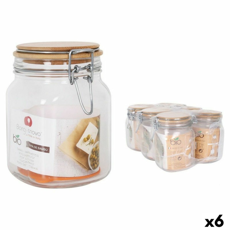 Vaso Borgonovo Primizie Chiusura ermetica Bambù 1L 10,5 x 10,5 x 15,5 cm (6 Unità) Vaso Borgonovo Primizie Chiusura ermetica Bambù 1L 10,5 x 10,5 x 15,5 cm (6 Unità)