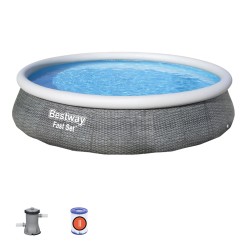 Bestway Piscina Gonfiabile Adulto Aro Ratan con Depuratore 396x84 cm Giardino 57376