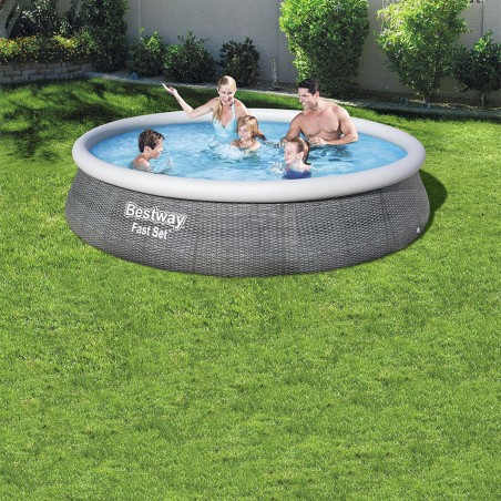 Bestway Piscina Gonfiabile Adulto Aro Ratan con Depuratore 396x84 cm Giardino 57376