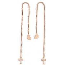 Orecchini Donna Amen CUORE CROCE CRISTALLI ROSE GOLD Argento puro 925