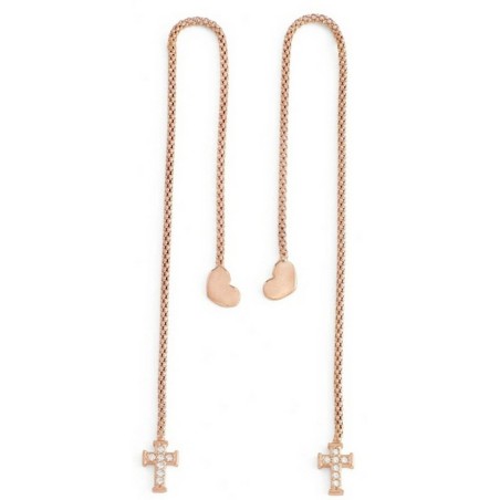 Orecchini Donna Amen CUORE CROCE CRISTALLI ROSE GOLD Argento puro 925