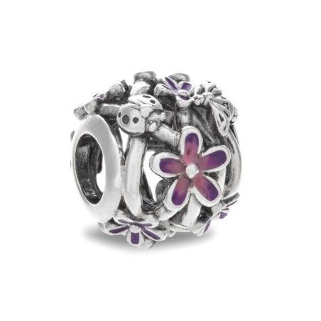 Perlina Donna Pandora OPENWORK PURPLE DAISY Argentato Viola