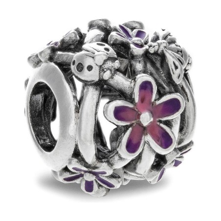 Perlina Donna Pandora OPENWORK PURPLE DAISY Argentato Viola