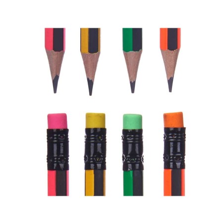 Set di Matite Pincello 476 Giallo Rosso Verde Temperamatite Gomma da cancellare (12 Unità)